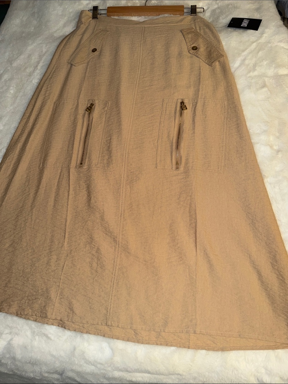 DKNY Beige A-Line Utility Skirt